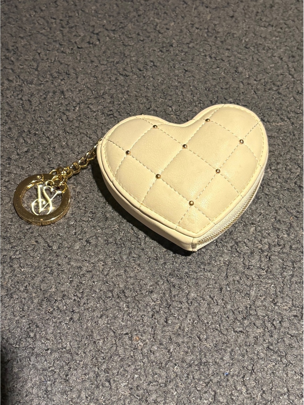 Victoria's Secret Heart-Shaped Quilted Coin Purse with Gold Charm